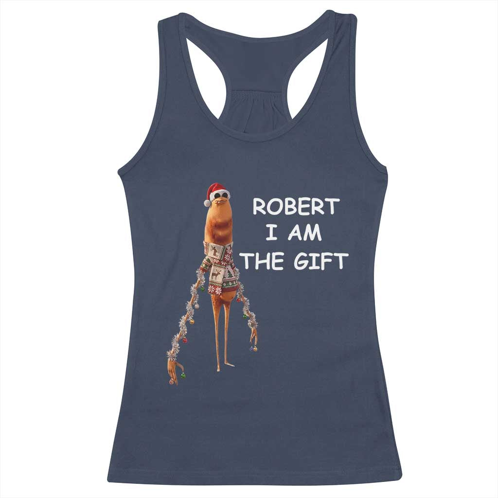 Funny Marcus the Worm in Ugly Christmas Sweater Racerback Tank Top Robert I Am the Gift Meme Holiday Humor TS02 Navy Print Your Wear