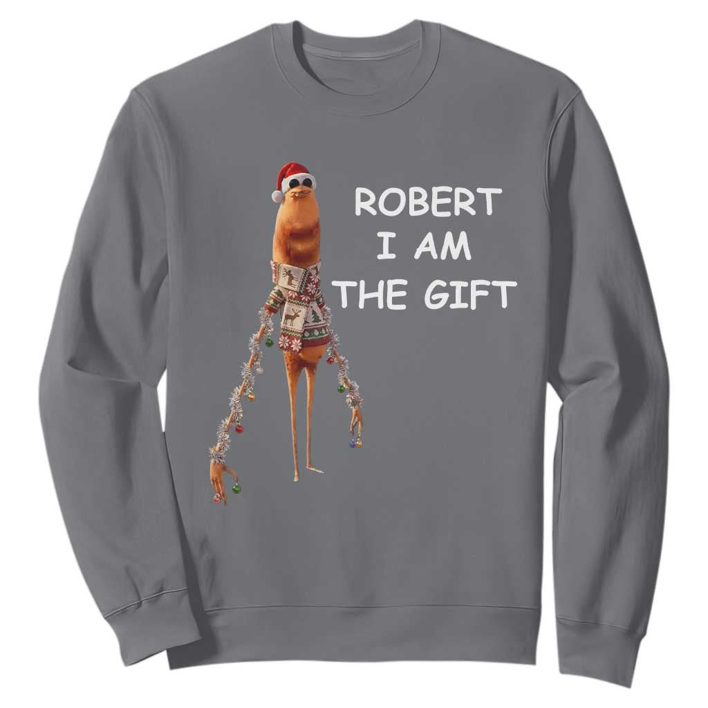Funny Marcus the Worm in Ugly Christmas Sweater Sweatshirt Robert I Am the Gift Meme Holiday Humor TS02 Charcoal Print Your Wear