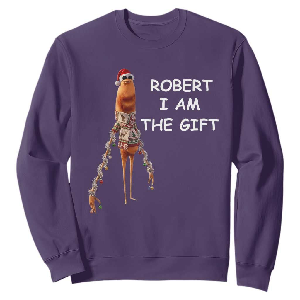 Funny Marcus the Worm in Ugly Christmas Sweater Sweatshirt Robert I Am the Gift Meme Holiday Humor TS02 Purple Print Your Wear