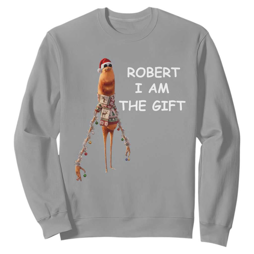 Funny Marcus the Worm in Ugly Christmas Sweater Sweatshirt Robert I Am the Gift Meme Holiday Humor TS02 Sport Gray Print Your Wear