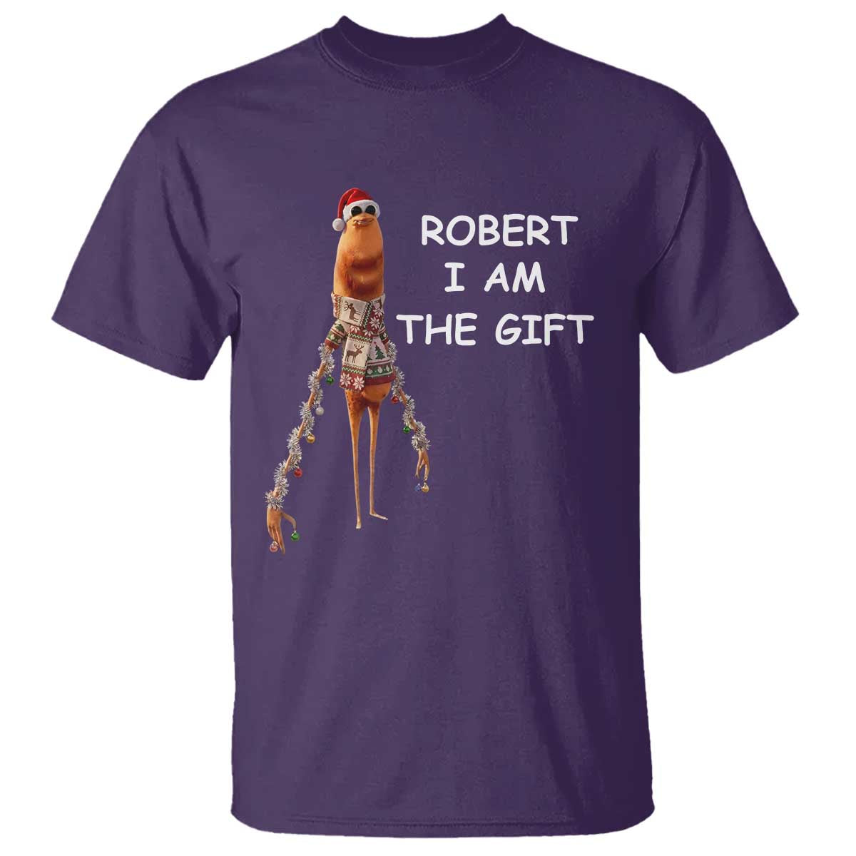 Funny Marcus the Worm in Ugly Christmas Sweater T Shirt Robert I Am the Gift Meme Holiday Humor TS02 Purple Print Your Wear
