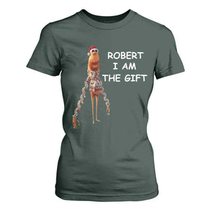 Funny Marcus the Worm in Ugly Christmas Sweater T Shirt For Women Robert I Am the Gift Meme Holiday Humor TS02 Dark Forest Green Print Your Wear