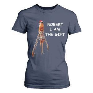 Funny Marcus the Worm in Ugly Christmas Sweater T Shirt For Women Robert I Am the Gift Meme Holiday Humor TS02 Navy Print Your Wear