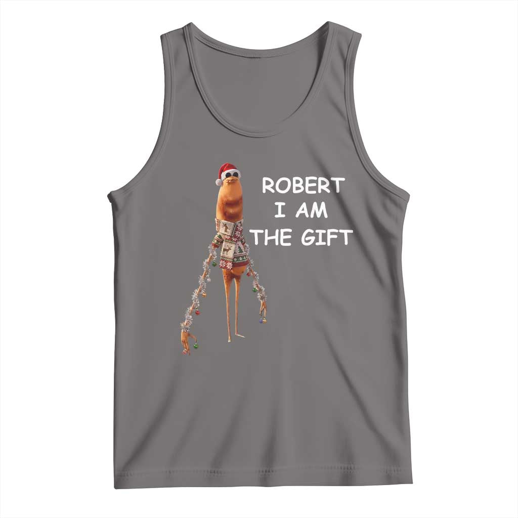 Funny Marcus the Worm in Ugly Christmas Sweater Tank Top Robert I Am the Gift Meme Holiday Humor TS02 Deep Heather Print Your Wear
