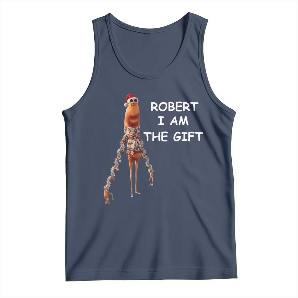 Funny Marcus the Worm in Ugly Christmas Sweater Tank Top Robert I Am the Gift Meme Holiday Humor TS02 Navy Print Your Wear