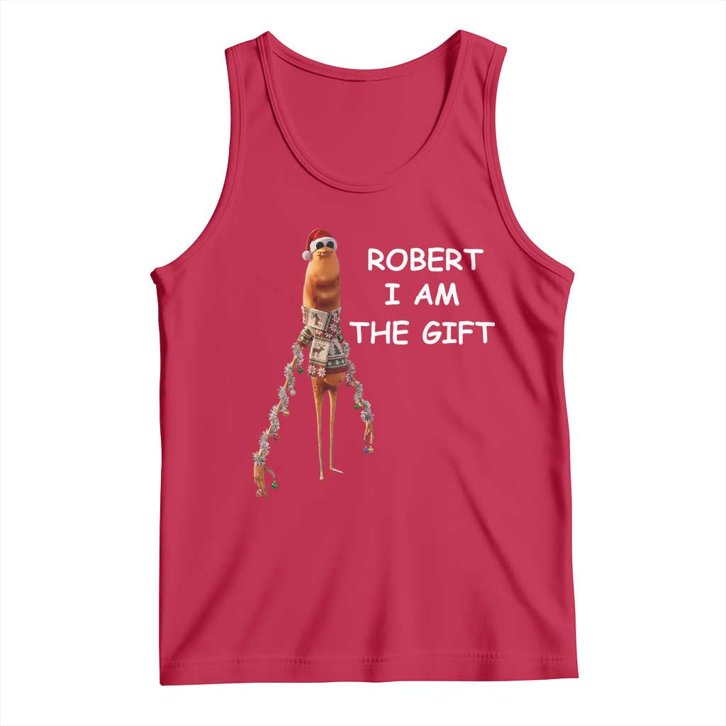 Funny Marcus the Worm in Ugly Christmas Sweater Tank Top Robert I Am the Gift Meme Holiday Humor TS02 Red Print Your Wear