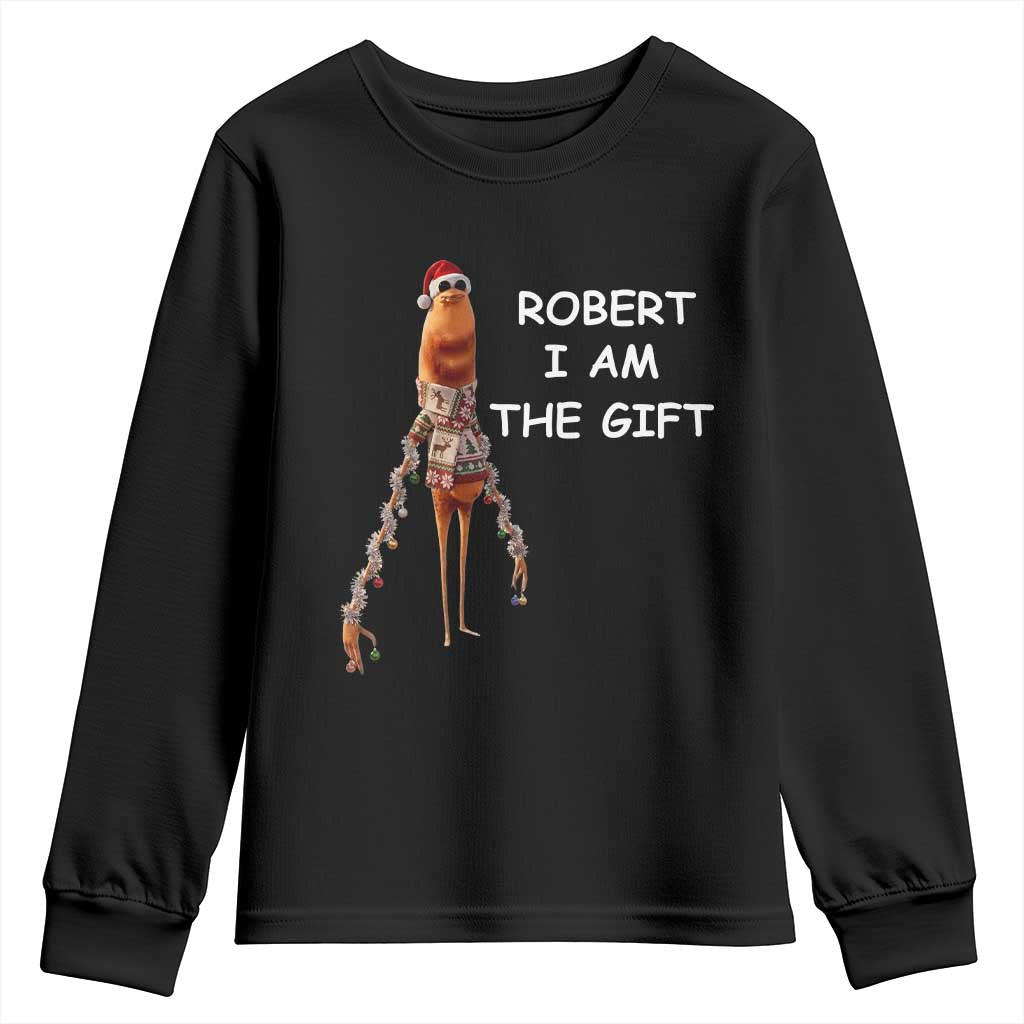 Funny Marcus the Worm in Ugly Christmas Sweater Youth Sweatshirt Robert I Am the Gift Meme Holiday Humor TS02 Black Print Your Wear