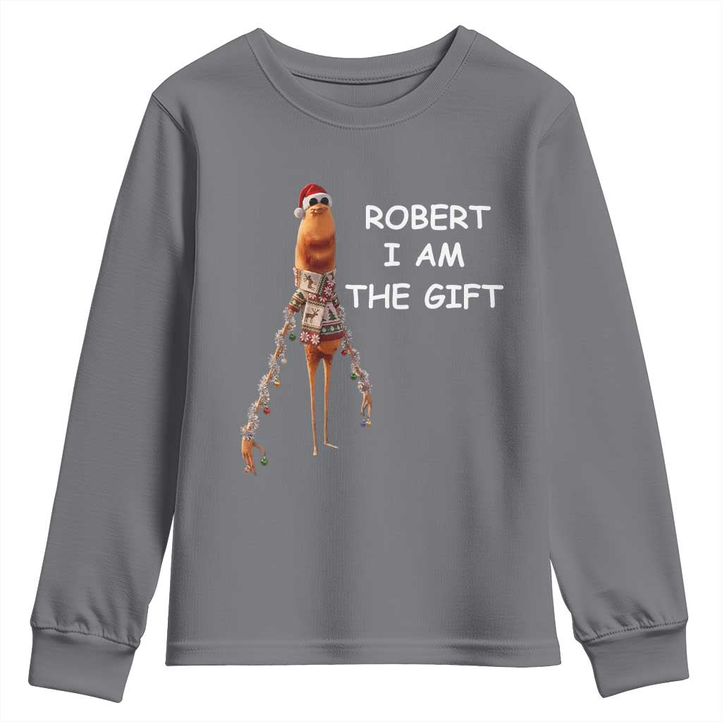 Funny Marcus the Worm in Ugly Christmas Sweater Youth Sweatshirt Robert I Am the Gift Meme Holiday Humor TS02 Charcoal Print Your Wear
