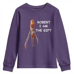 Funny Marcus the Worm in Ugly Christmas Sweater Youth Sweatshirt Robert I Am the Gift Meme Holiday Humor TS02 Purple Print Your Wear