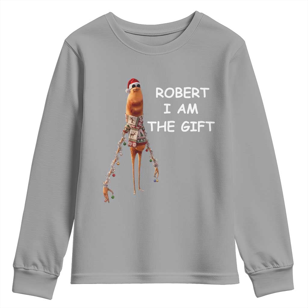 Funny Marcus the Worm in Ugly Christmas Sweater Youth Sweatshirt Robert I Am the Gift Meme Holiday Humor TS02 Sport Gray Print Your Wear