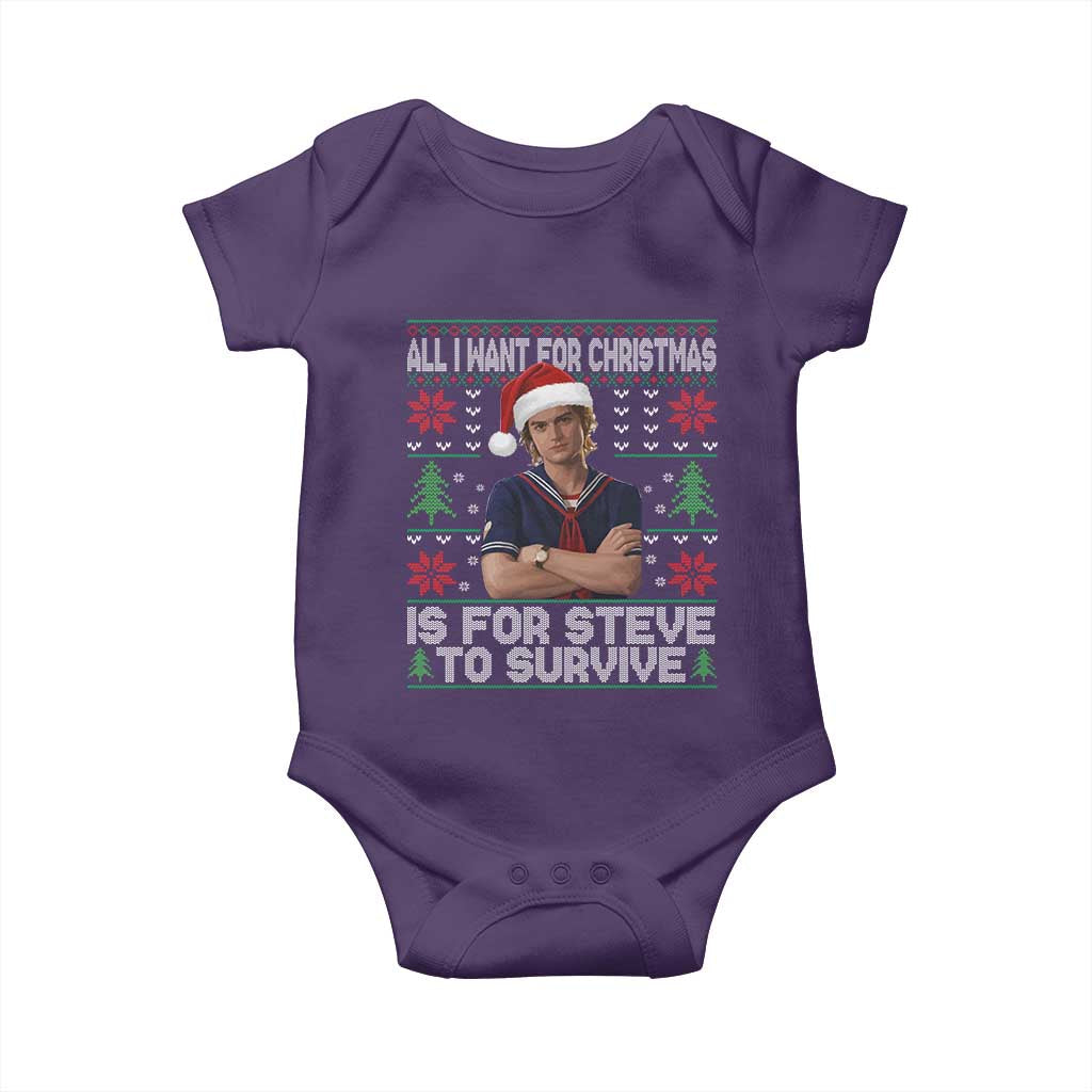 All I Want for Christmas is Steve to Survive Baby Onesie Stranger Xmas Wishes Fan Gift TS02 Purple Print Your Wear