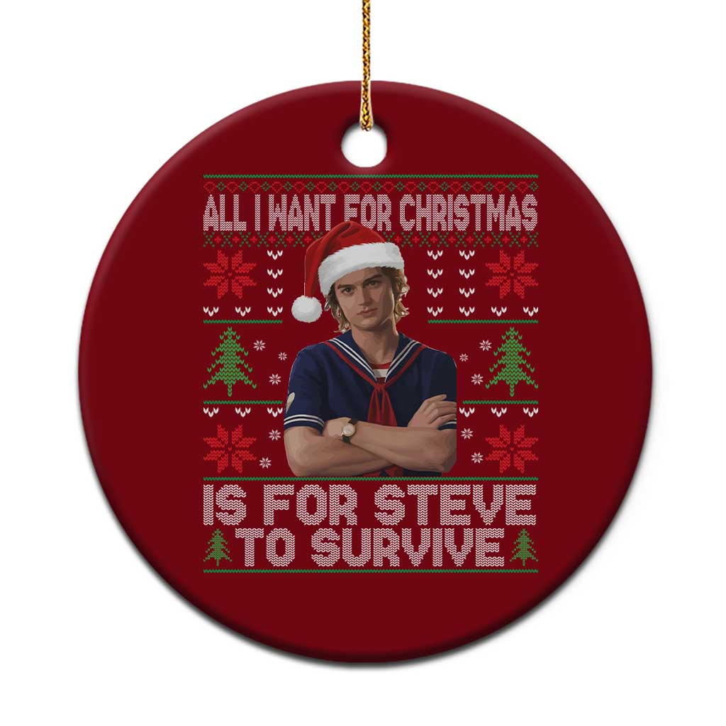 All I Want for Christmas is Steve to Survive Ceramic Ornament Stranger Xmas Wishes Fan Gift TS02 1pc Red Print Your Wear