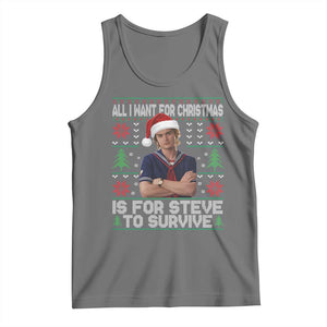All I Want for Christmas is Steve to Survive Tank Top Stranger Xmas Wishes Fan Gift TS02 Black Heather Print Your Wear