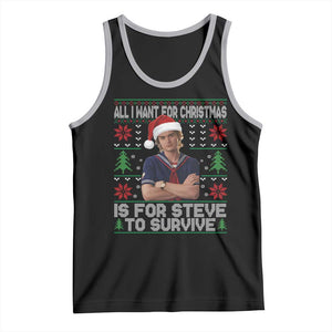 All I Want for Christmas is Steve to Survive Tank Top Stranger Xmas Wishes Fan Gift TS02 Black Athletic Heather Print Your Wear