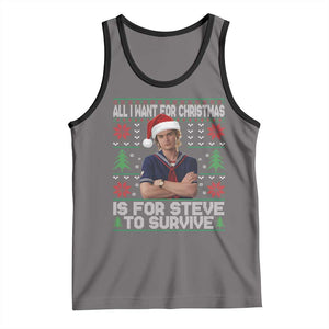 All I Want for Christmas is Steve to Survive Tank Top Stranger Xmas Wishes Fan Gift TS02 Deep Heather Black Print Your Wear