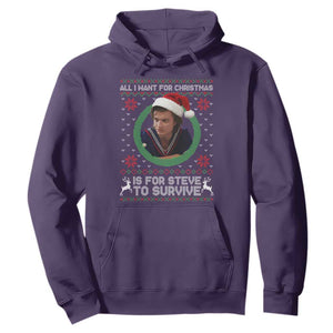 Funny Stranger Xmas Survival Wishes Hoodie All I Want for Christmas is Steve to Survive Fan Gift TS02 Purple Print Your Wear
