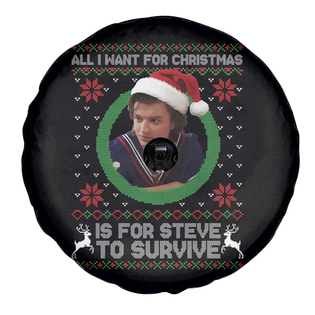 Funny Stranger Xmas Survival Wishes Spare Tire Cover All I Want for Christmas is Steve to Survive Fan Gift TS02 Print Your Wear