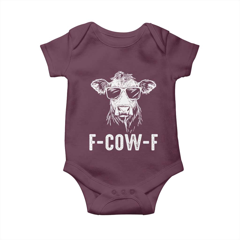 Funny F-Cow-F Cow Attitude Meme Baby Onesie Subtle Sass Farm Fresh Humor TS02 Maroon Print Your Wear