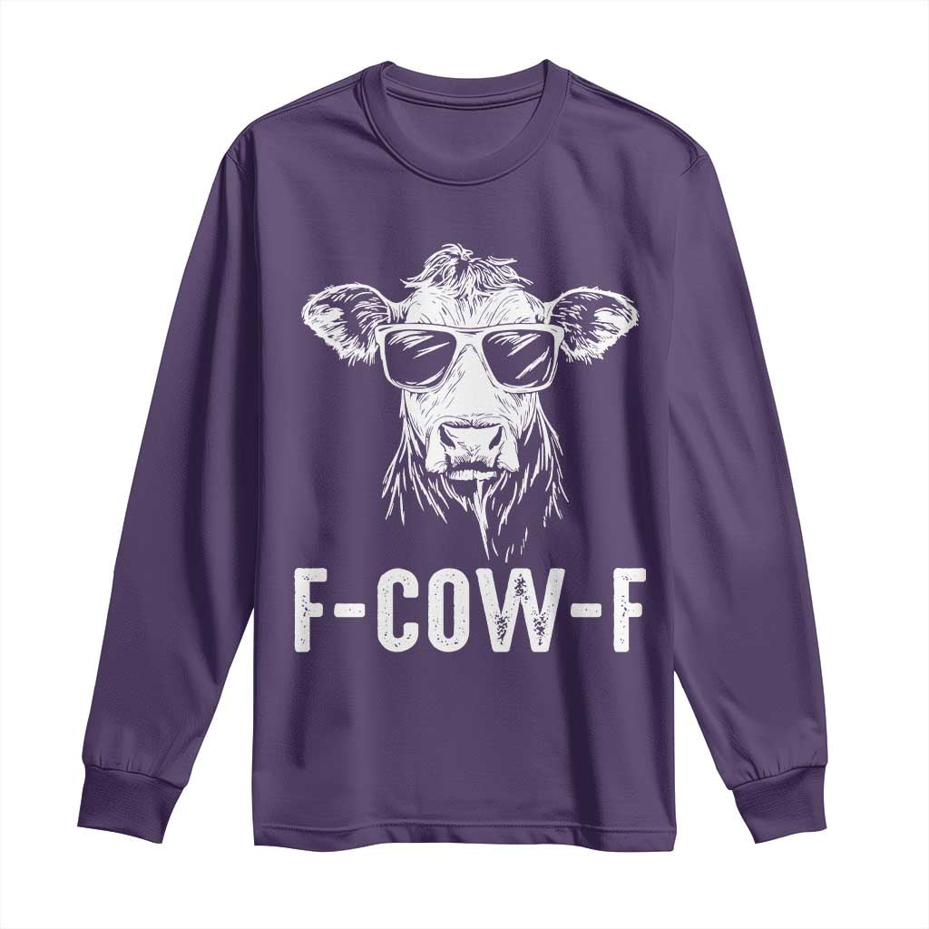 Funny F-Cow-F Cow Attitude Meme Long Sleeve Shirt Subtle Sass Farm Fresh Humor TS02 Purple Print Your Wear