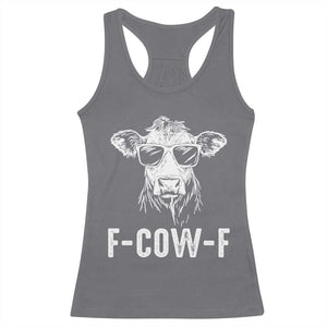 Funny F-Cow-F Cow Attitude Meme Racerback Tank Top Subtle Sass Farm Fresh Humor TS02 Charcoal Print Your Wear