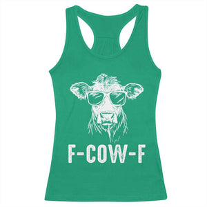 Funny F-Cow-F Cow Attitude Meme Racerback Tank Top Subtle Sass Farm Fresh Humor TS02 Irish Green Print Your Wear