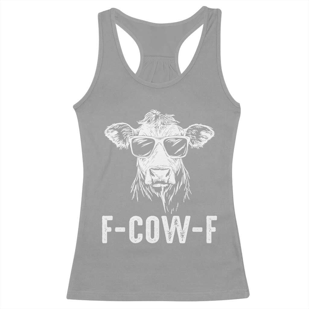 Funny F-Cow-F Cow Attitude Meme Racerback Tank Top Subtle Sass Farm Fresh Humor TS02 Sport Gray Print Your Wear