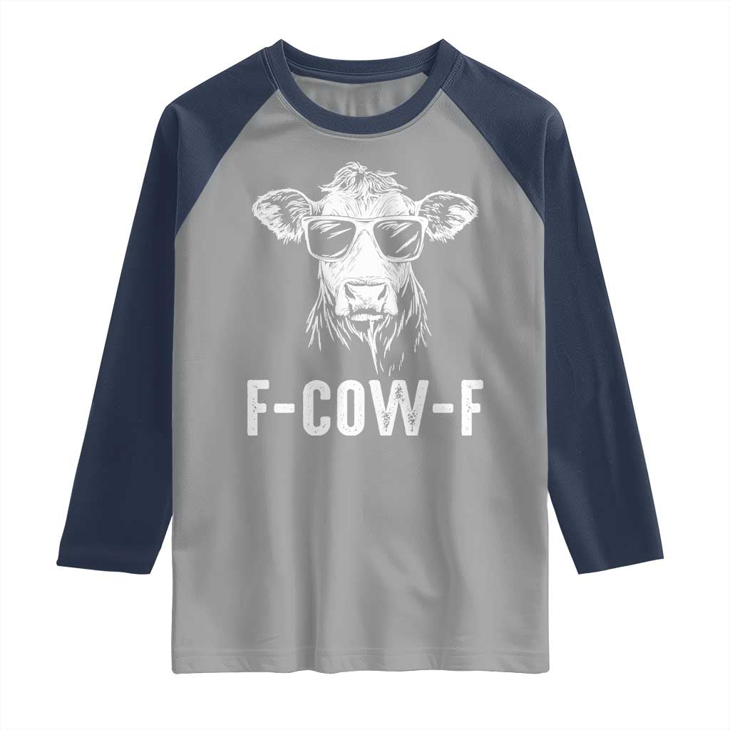 Funny F-Cow-F Cow Attitude Meme Raglan Shirt Subtle Sass Farm Fresh Humor TS02 Sport Gray Navy Print Your Wear