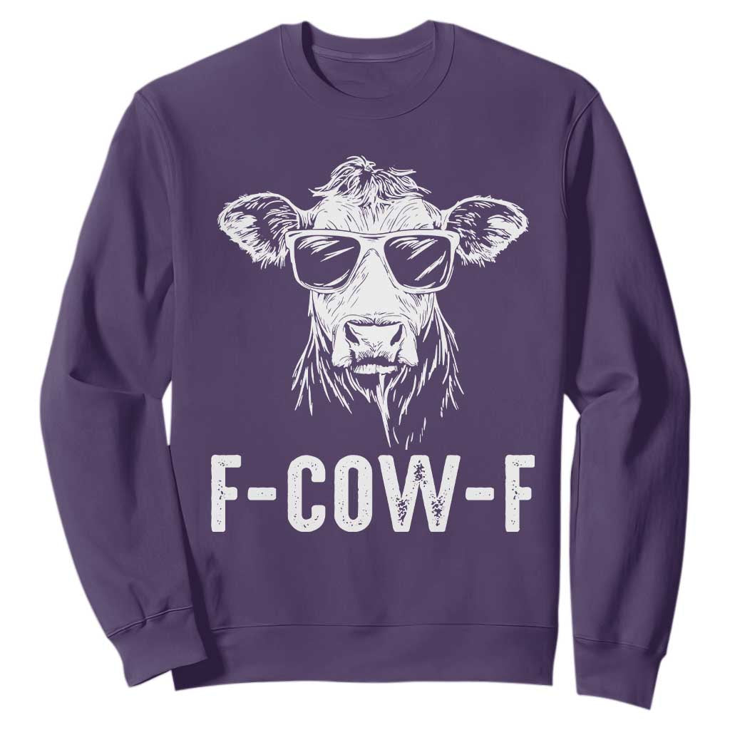 Funny F-Cow-F Cow Attitude Meme Sweatshirt Subtle Sass Farm Fresh Humor TS02 Purple Print Your Wear
