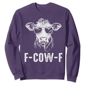 Funny F-Cow-F Cow Attitude Meme Sweatshirt Subtle Sass Farm Fresh Humor TS02 Purple Print Your Wear