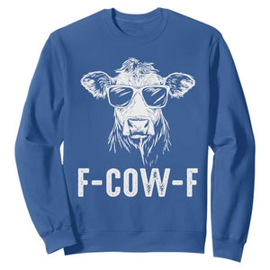 Funny F-Cow-F Cow Attitude Meme Sweatshirt Subtle Sass Farm Fresh Humor TS02 Royal Blue Print Your Wear