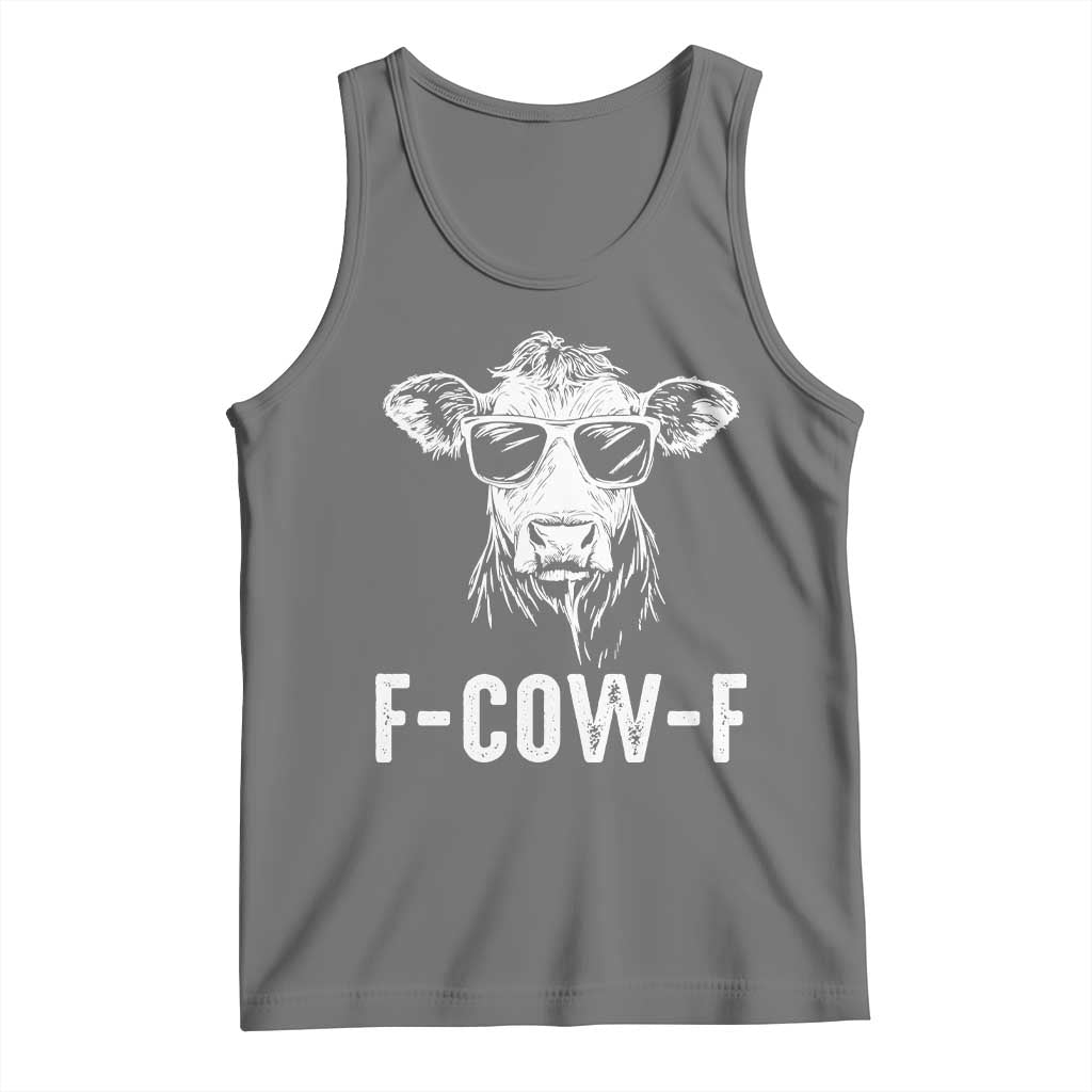 Funny F-Cow-F Cow Attitude Meme Tank Top Subtle Sass Farm Fresh Humor TS02 Black Heather Print Your Wear