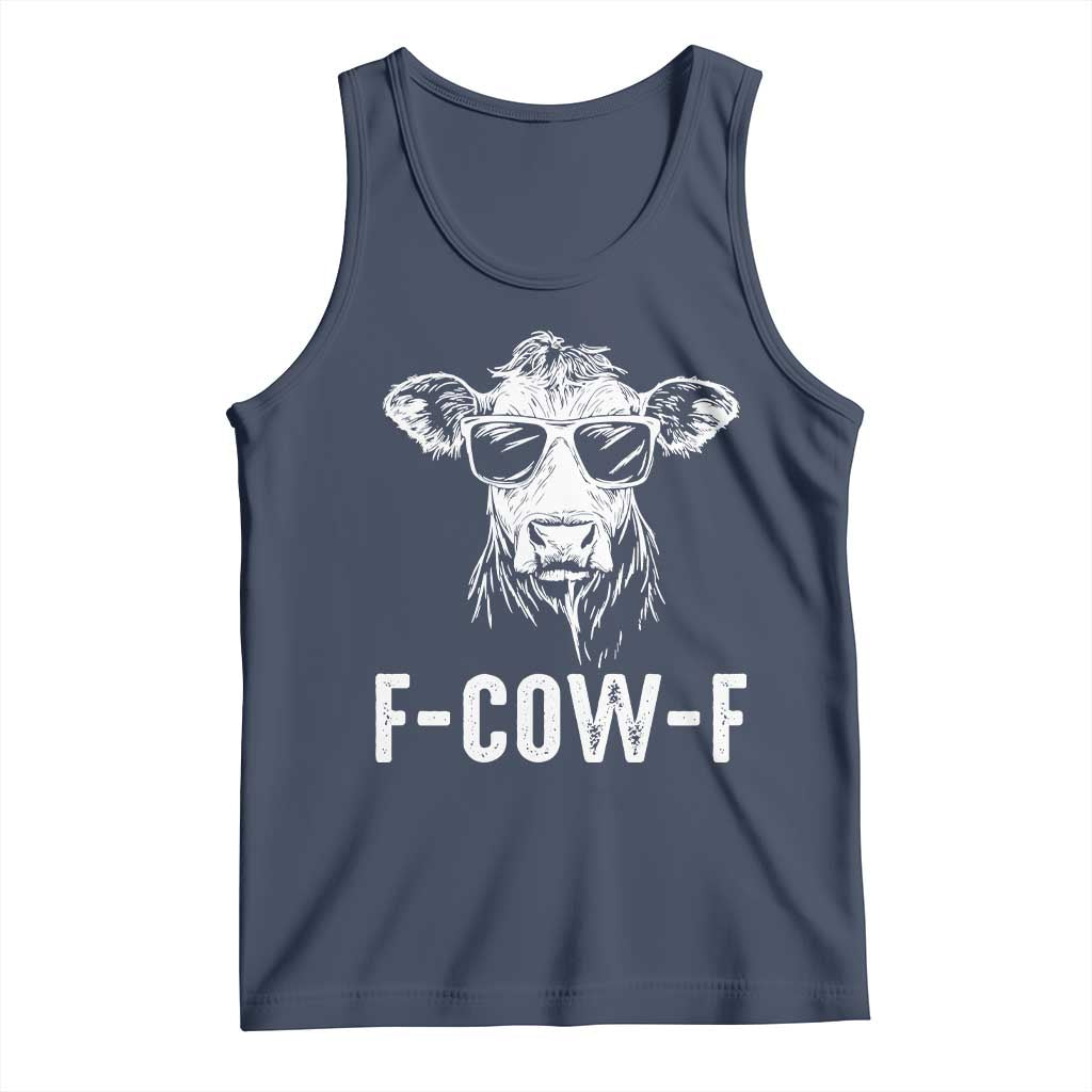 Funny F-Cow-F Cow Attitude Meme Tank Top Subtle Sass Farm Fresh Humor TS02 Navy Print Your Wear