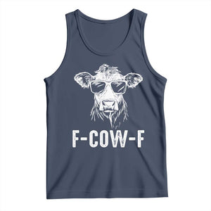 Funny F-Cow-F Cow Attitude Meme Tank Top Subtle Sass Farm Fresh Humor TS02 Navy Print Your Wear