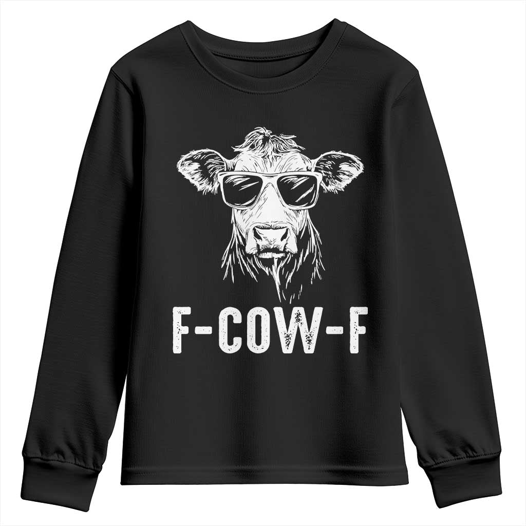 Funny F-Cow-F Cow Attitude Meme Youth Sweatshirt Subtle Sass Farm Fresh Humor TS02 Black Print Your Wear