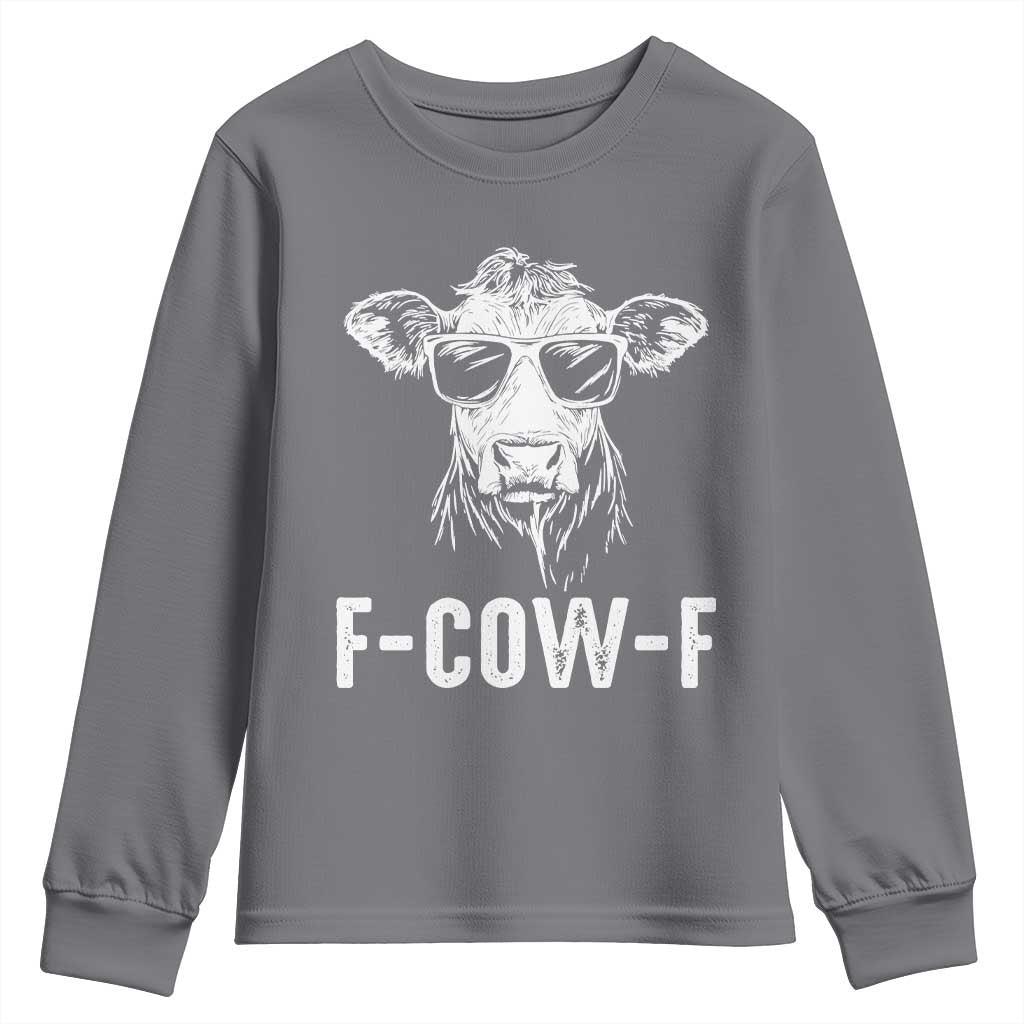 Funny F-Cow-F Cow Attitude Meme Youth Sweatshirt Subtle Sass Farm Fresh Humor TS02 Charcoal Print Your Wear