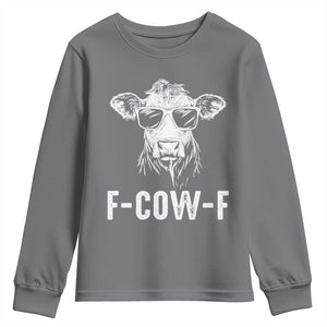 Funny F-Cow-F Cow Attitude Meme Youth Sweatshirt Subtle Sass Farm Fresh Humor TS02 Charcoal Print Your Wear