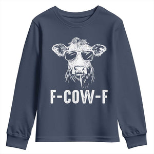 Funny F-Cow-F Cow Attitude Meme Youth Sweatshirt Subtle Sass Farm Fresh Humor TS02 Navy Print Your Wear