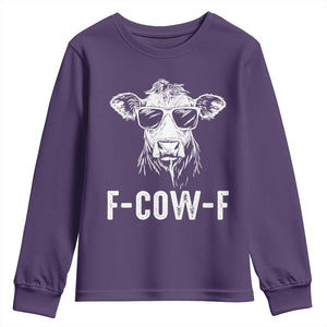 Funny F-Cow-F Cow Attitude Meme Youth Sweatshirt Subtle Sass Farm Fresh Humor TS02 Purple Print Your Wear