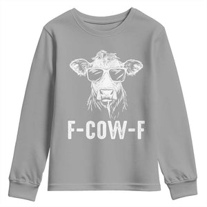 Funny F-Cow-F Cow Attitude Meme Youth Sweatshirt Subtle Sass Farm Fresh Humor TS02 Sport Gray Print Your Wear