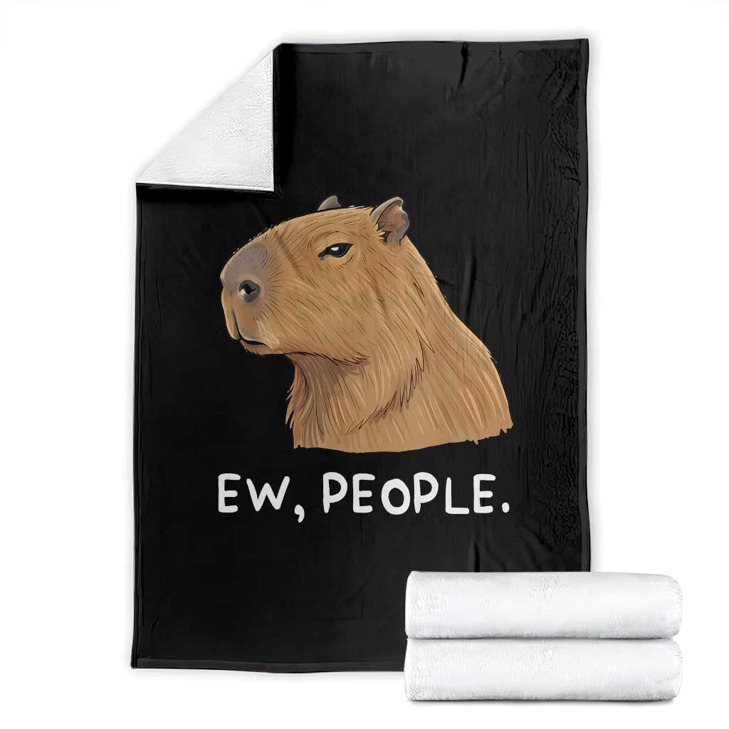 Anti Social Capybara Meme Throw Blanket Ew People Sarcastic Funny Introvert Gift TS02 Black Print Your Wear