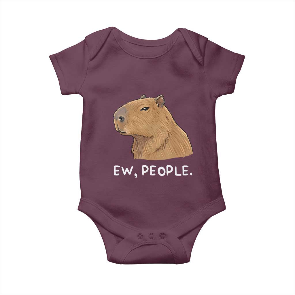 Anti Social Capybara Meme Baby Onesie Ew People Sarcastic Funny Introvert Gift TS02 Maroon Print Your Wear