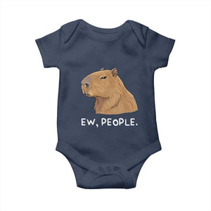 Anti Social Capybara Meme Baby Onesie Ew People Sarcastic Funny Introvert Gift TS02 Navy Print Your Wear