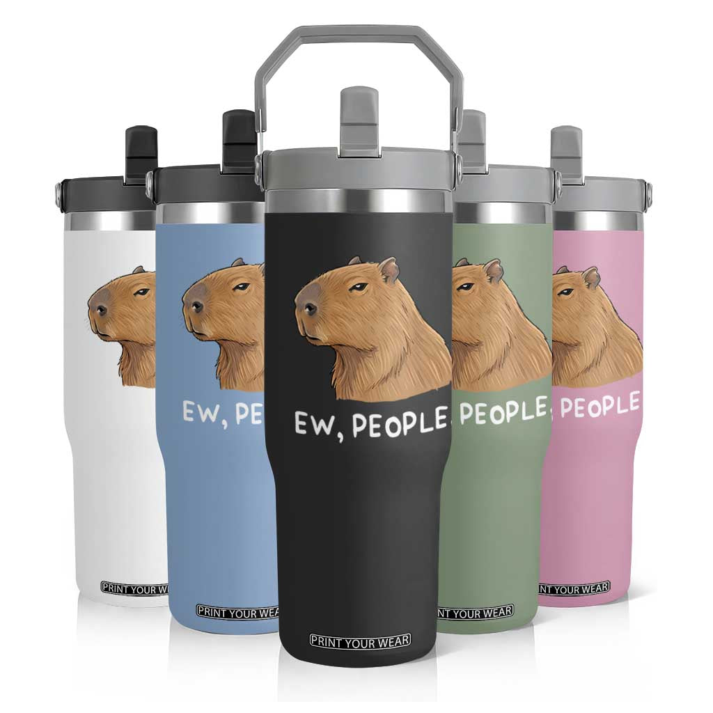 Anti Social Capybara Meme Flip Straw Tumbler Ew People Sarcastic Funny Introvert Gift TS02 Print Your Wear