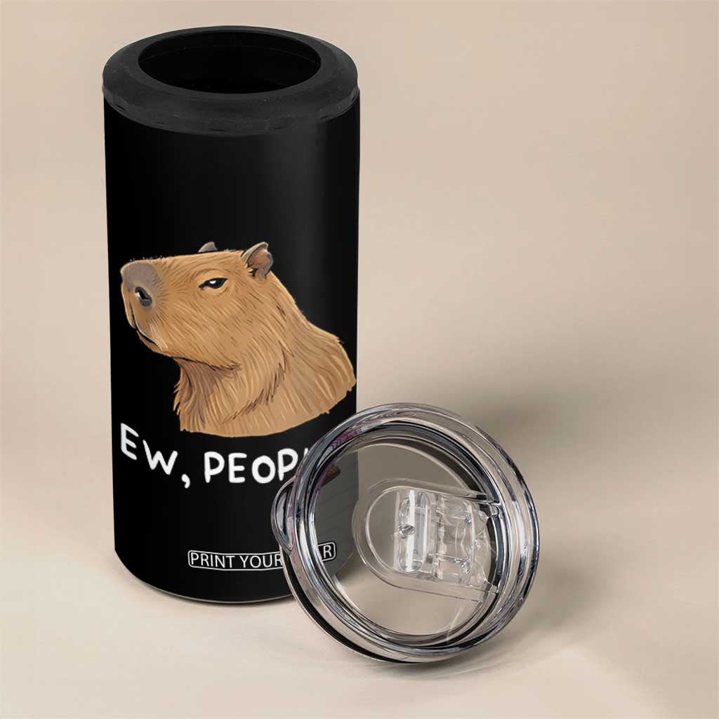 Anti Social Capybara Meme 4 in 1 Can Cooler Tumbler Ew People Sarcastic Funny Introvert Gift TS02 Print Your Wear