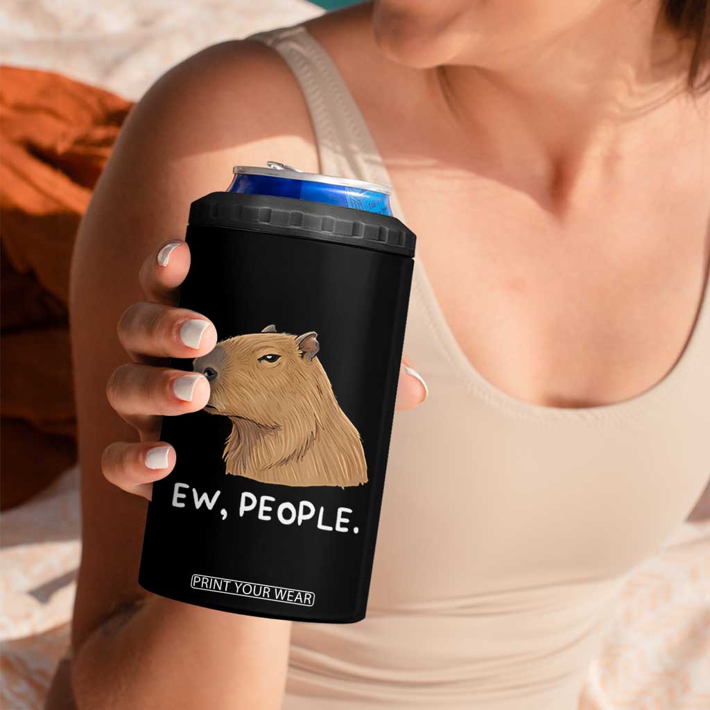 Anti Social Capybara Meme 4 in 1 Can Cooler Tumbler Ew People Sarcastic Funny Introvert Gift TS02 Print Your Wear
