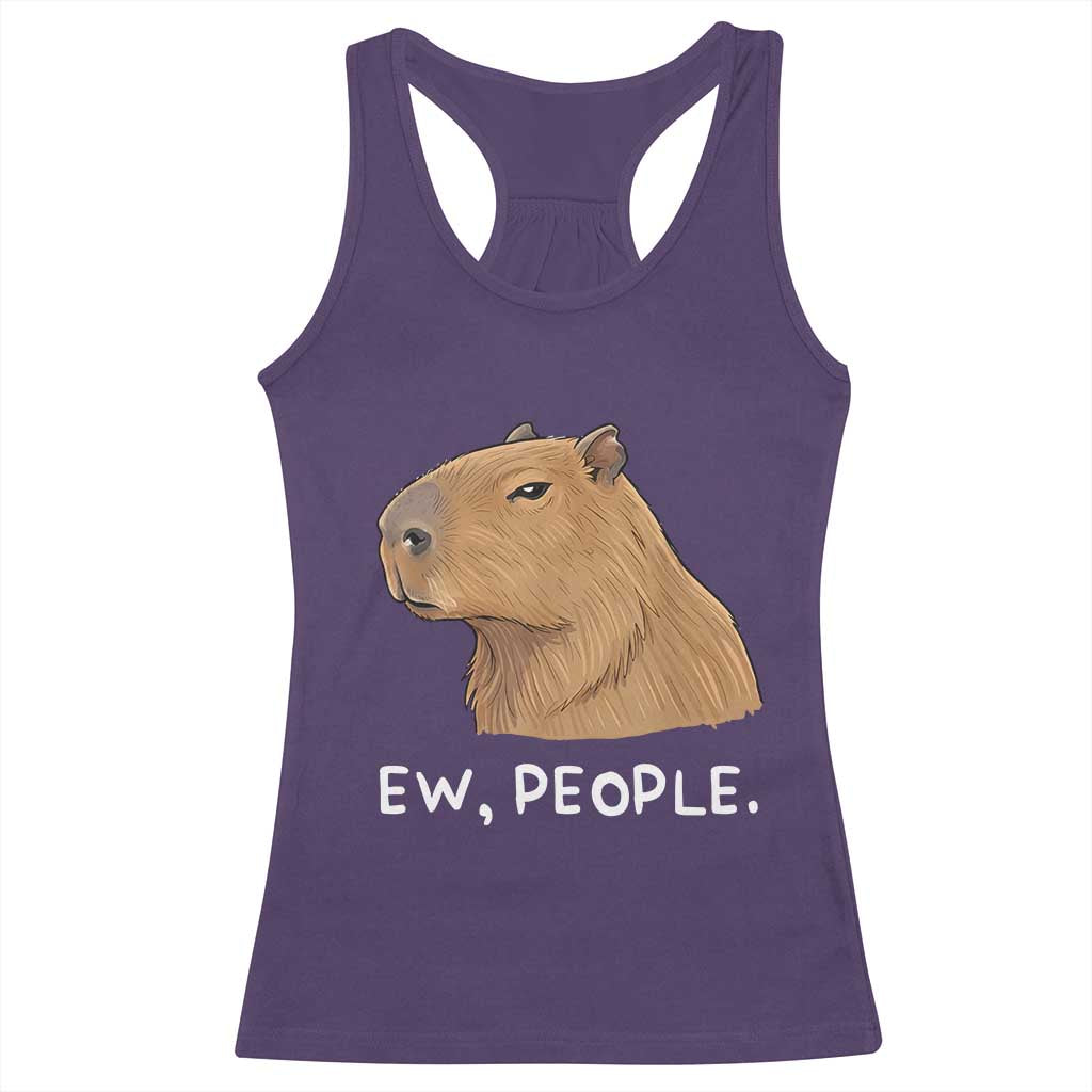 Anti Social Capybara Meme Racerback Tank Top Ew People Sarcastic Funny Introvert Gift TS02 Purple Print Your Wear