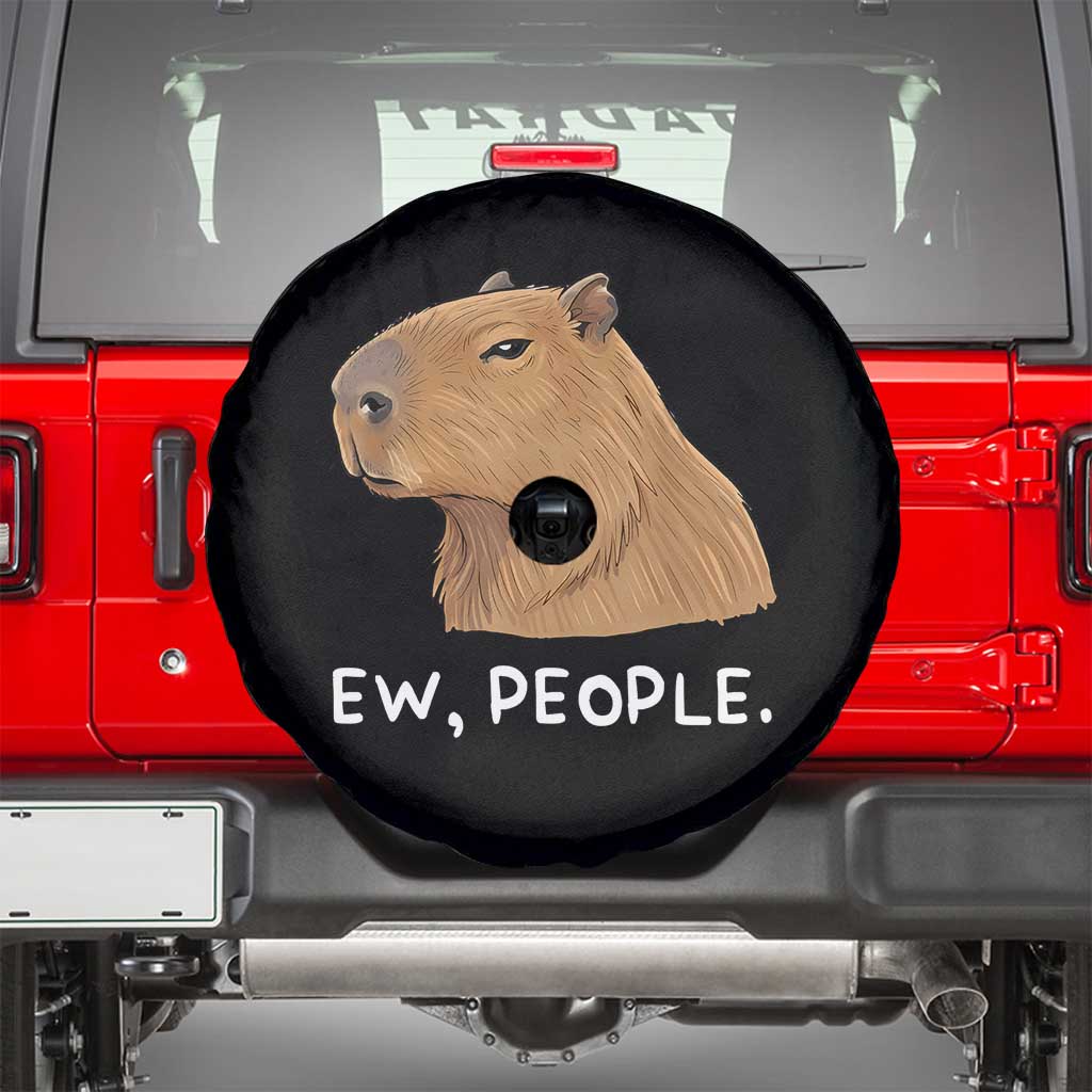 Anti Social Capybara Meme Spare Tire Cover Ew People Sarcastic Funny Introvert Gift TS02 Black Print Your Wear