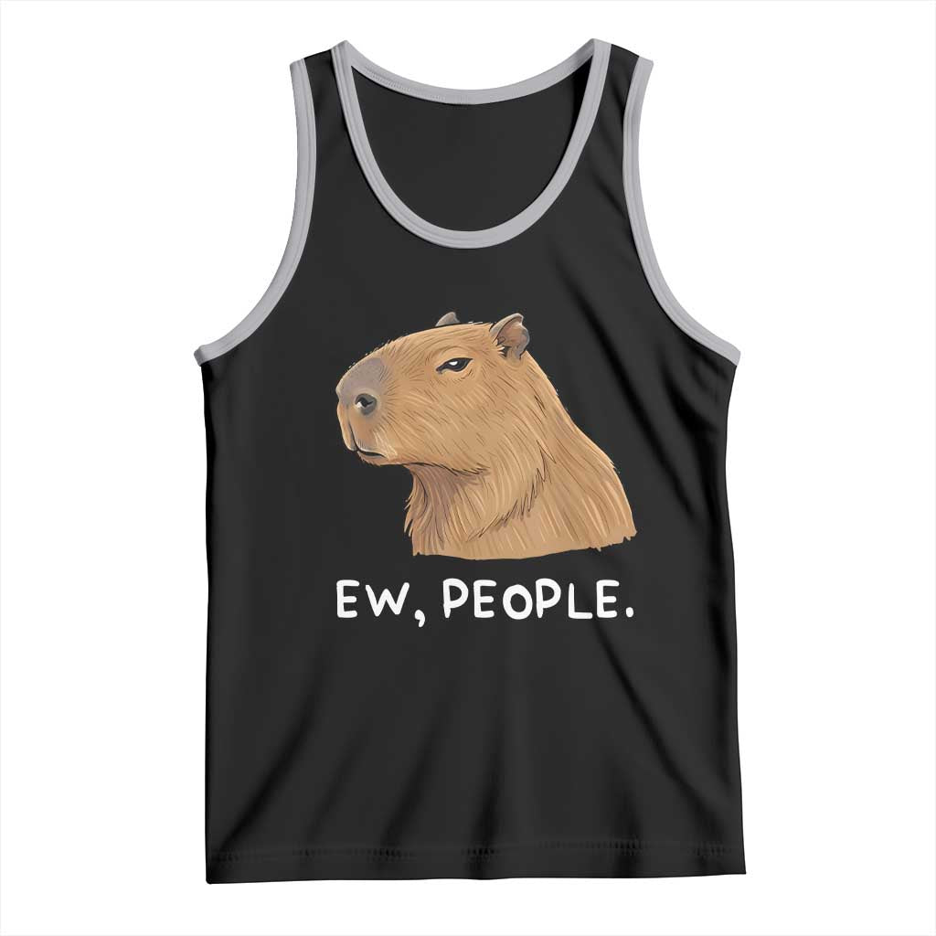 Anti Social Capybara Meme Tank Top Ew People Sarcastic Funny Introvert Gift TS02 Black Athletic Heather Print Your Wear