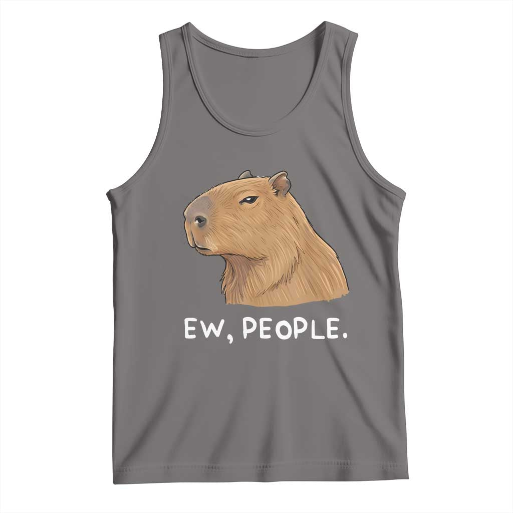 Anti Social Capybara Meme Tank Top Ew People Sarcastic Funny Introvert Gift TS02 Deep Heather Print Your Wear