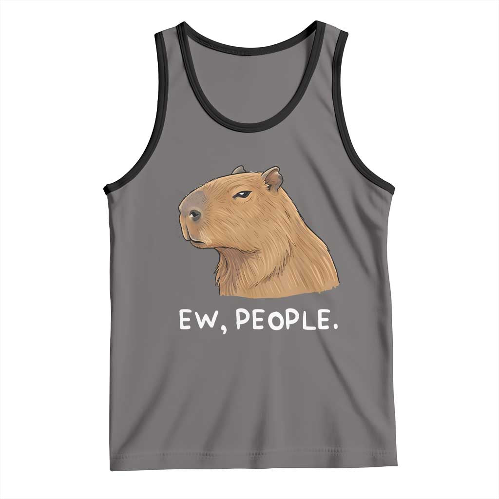 Anti Social Capybara Meme Tank Top Ew People Sarcastic Funny Introvert Gift TS02 Deep Heather Black Print Your Wear